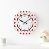 Strawberry Flowers Retro Kitchen Wall-klok Grote Klok (Huis)