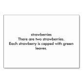 Strawberry Food Reading FlashCards voor volwassene Kaart (Achterkant)