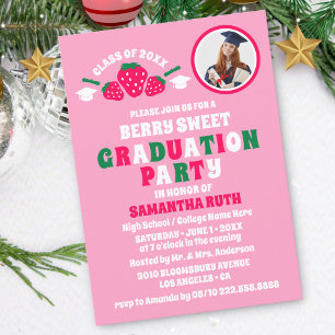 Strawberry Foto Graduation Party Uitnodigingen
