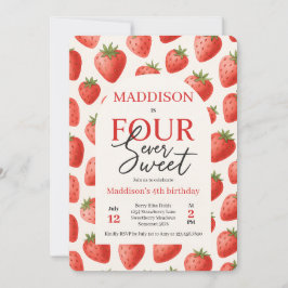 Strawberry Four ooit zoete 4e verjaardagsfeestje Kaart