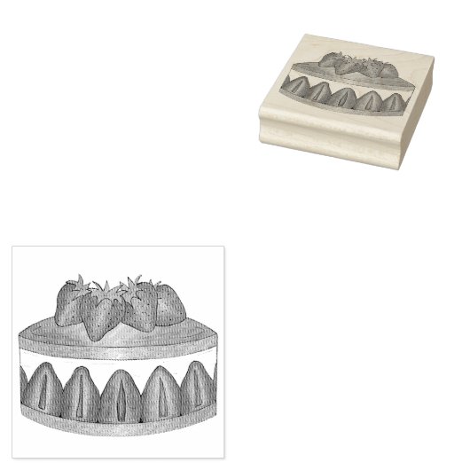 Strawberry Fraisier Cake French Pastry Chef Bakery Rubberstempel (Gestempeld)