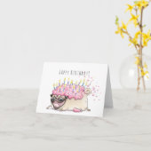 Strawberry Frosted Pug Cake funny birthday card Kaart (Gele Bloem)