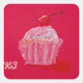 Strawberry Frosting Vierkante Sticker (Voorkant)