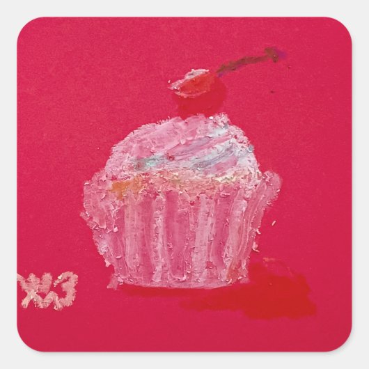Strawberry Frosting Vierkante Sticker (Voorkant)
