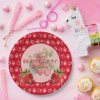 Strawberry Fruit Very First Birthday  Papieren Bordje