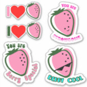Strawberry Fun Pun Verbazingwekkend Cool Geweldige Sticker (Voorkant)