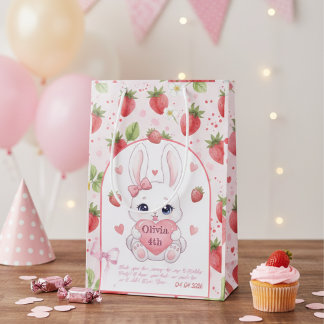 Strawberry Gaze Bunny - Cute Anime Eyes & Ribbon Medium Cadeauzakje