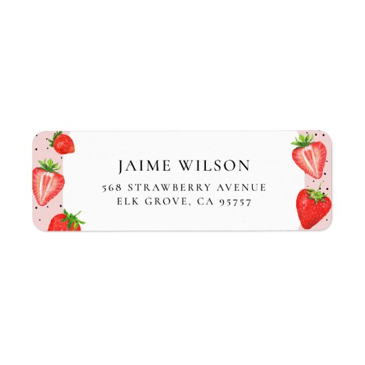 Strawberry gepersonaliseerde naam retouradres etiket (Voorkant)