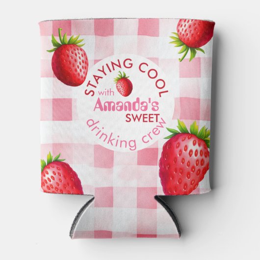 Strawberry Gingham Bachelorette Drink Crew Cooler (Voorkant)