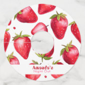 Strawberry Gingham Bachelorette meisjes Crew Naam Wijnglaslabel (Achterkant)