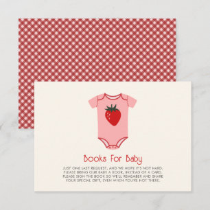 Strawberry Gingham Berry Baby shower Boekaanvraag Informatiekaartje