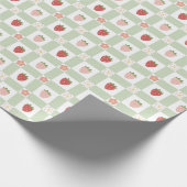 Strawberry Gingham Berry Happy Birthday Cadeaupapier (Hoek)