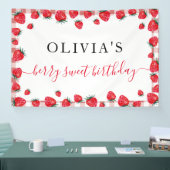 Strawberry Gingham Birthday Party Large Banner (Beurs)