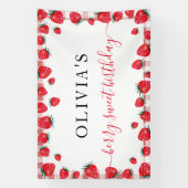 Strawberry Gingham Birthday Party Large Banner (Verticaal)