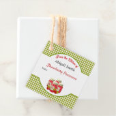 Strawberry Gingham Canning Jar Hang Label (In situ)