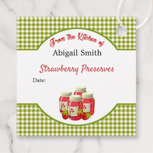 Strawberry Gingham Canning Jar Hang Label (Achterkant)
