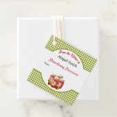 Strawberry Gingham Canning Jar Hang Label (In situ)