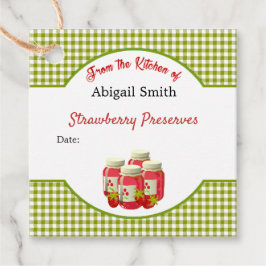 Strawberry Gingham Canning Jar Hang Label