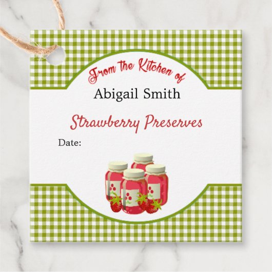 Strawberry Gingham Canning Jar Hang Label (Voorkant)