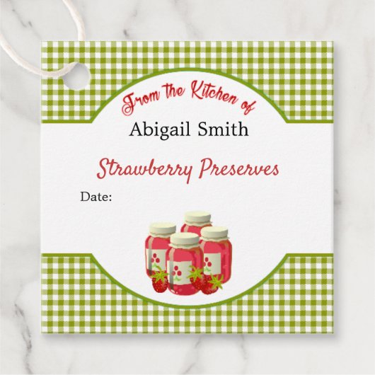Strawberry Gingham Canning Jar Hang Label (Voorkant)
