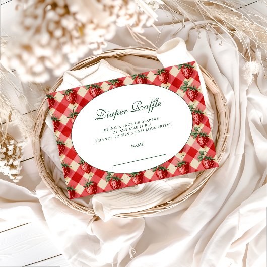 Strawberry Gingham Cottage Diapper Raffle Informatiekaartje
