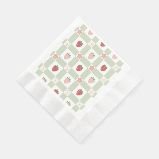 Strawberry Gingham First Birthday Coined Edge Servet (Hoek)