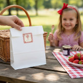 Strawberry Gingham Hot Air Balloon Baby Shower Vierkante Sticker