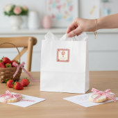 Strawberry Gingham Hot Air Balloon Baby Shower Vierkante Sticker