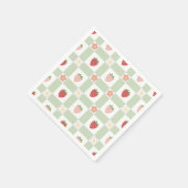 Strawberry Gingham Pastel Green 1st Birthday Servet (Hoek)