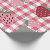 Strawberry Gingham Pattern Cadeaupapier (Hoek)