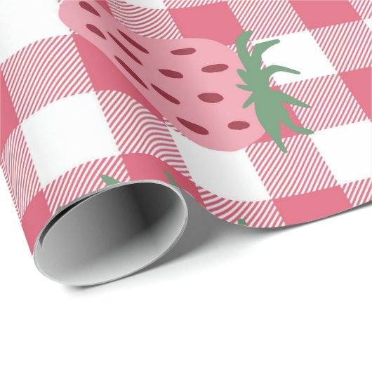 Strawberry Gingham Pattern Cadeaupapier (Rol Hoek)