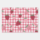 Strawberry Gingham Pattern Inpakpapier Vel (Voorkant 2)