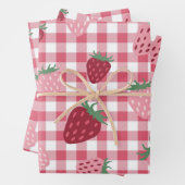 Strawberry Gingham Pattern Inpakpapier Vel (In situ)