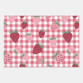 Strawberry Gingham Pattern Inpakpapier Vel (Voorkant 3)