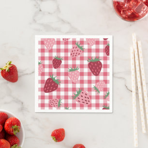 Strawberry Gingham Pattern Servet
