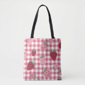 Strawberry Gingham Pattern Tote Bag (Voorkant)