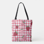 Strawberry Gingham Pattern Tote Bag (Achterkant)