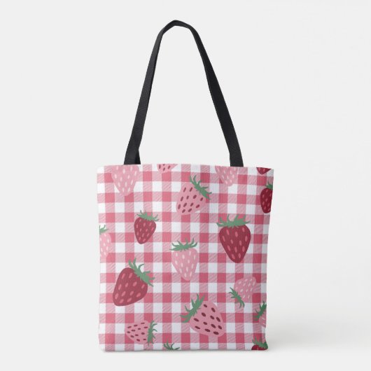 Strawberry Gingham Pattern Tote Bag (Achterkant)