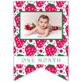 Strawberry Girl 1st Birthday Mijlpalen Foto's Vlaggetjes (Derde vlag)