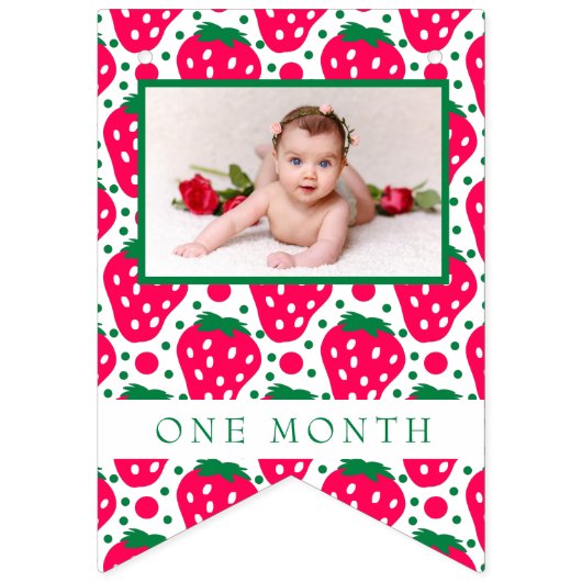 Strawberry Girl 1st Birthday Mijlpalen Foto's Vlaggetjes (Derde vlag)