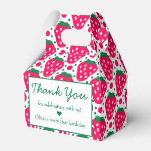 Strawberry Girl 1st Birthday Party Dank je Bedankdoosjes