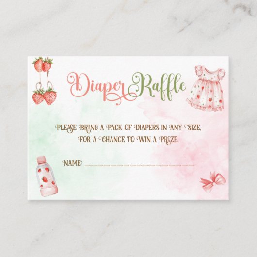 Strawberry Girl Baby shower Luier Raffle Informatiekaartje (Voorkant)
