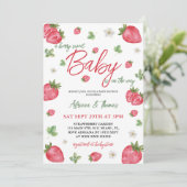 Strawberry Girl Baby shower Waterverf Kaart (Staand voorkant)