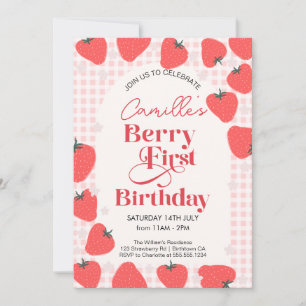 Strawberry Girl Berry eerste verjaardagsfeestje Kaart