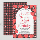 Strawberry Girl Berry eerste verjaardagsfeestje Kaart (Voorkant / Achterkant)