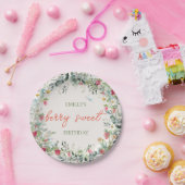 Strawberry Girl Berry First Birthday Papieren Bordje (Feest)