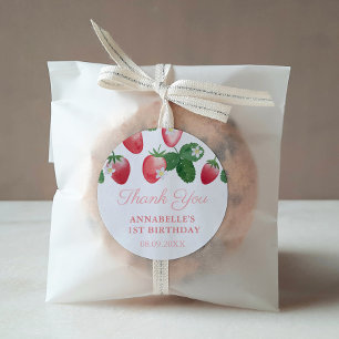 Strawberry Girl Birthday Party Dank je wel Ronde Sticker