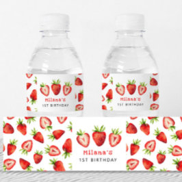 Strawberry Girl Birthday Party Waterfles Etiket