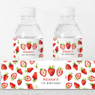 Strawberry Girl Birthday Party Waterfles Etiket