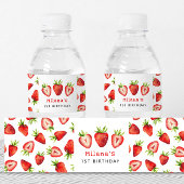 Strawberry Girl Birthday Party Waterfles Etiket